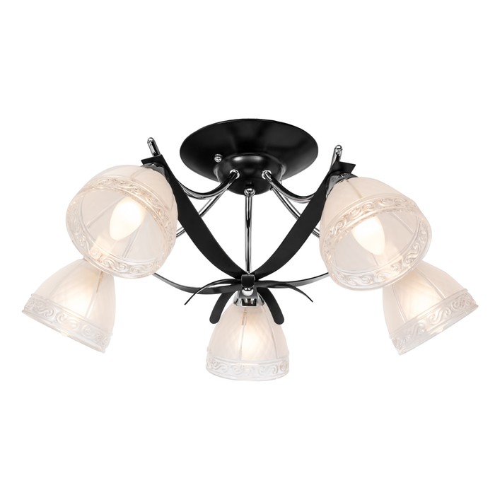 Люстра потолочная "Katarini " 5x60Вт Е14 венге, хром 64x64x25см