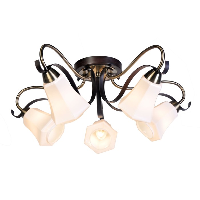 Люстра потолочная "Merely" 5x60Вт Е14 бронза, венге 60,5x60,5x25,8см