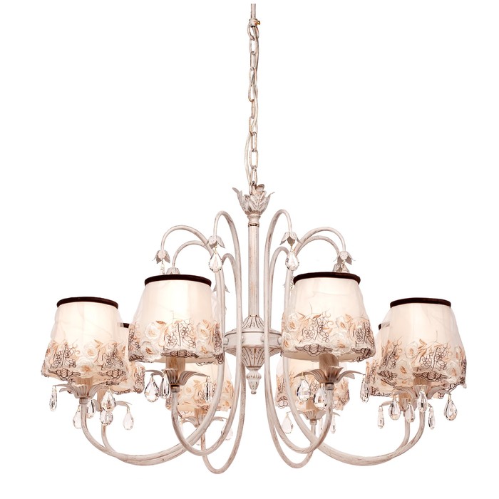 Люстра подвесная "Laura" 8x60Вт Е14 белый, золото 74x74x48см