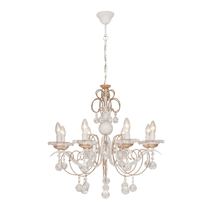Люстра подвесная "Imperatrice" 8x60Вт Е14 белый, золото 70,5x70,5x57,5-97,5см