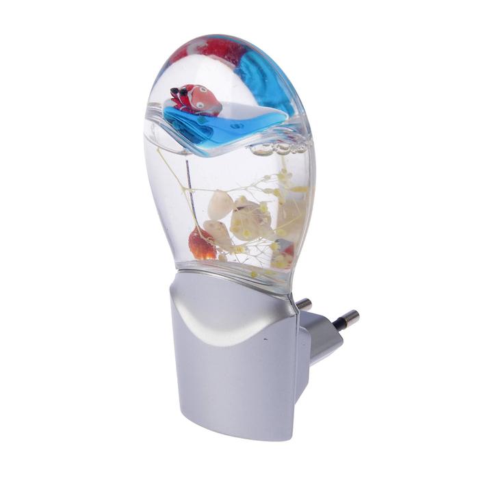 Ночник "Кроха" 0,3W (датчик освещенности) LED серебро/голубой