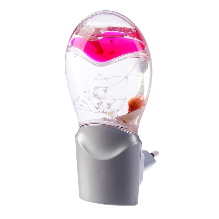 Ночник "Кроха" 0,3W (датчик освещенности) LED серебро/розовый