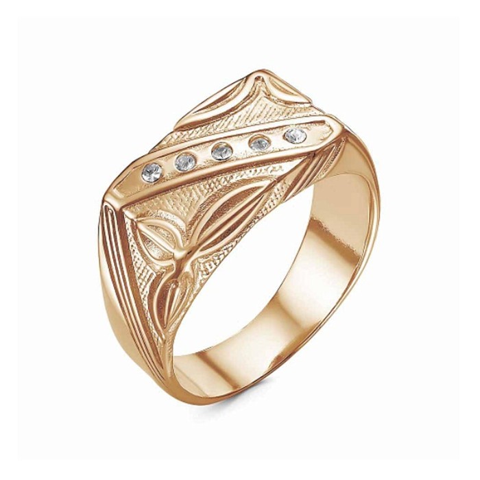 кольцо мужское перстень с вензелем розовое золочение 20 размер Кольцо мужское «Перстень» с рельефным рисунком, розовое золочение, 21 размер