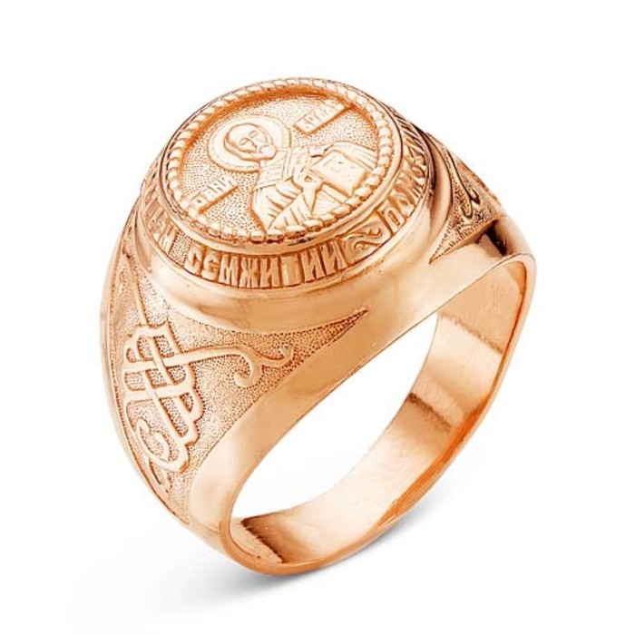 Кольцо "Перстень" спаси и сохрани, позолота, 19 размер