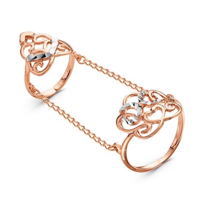 Кольцо "Двойное" малое, позолота, 17.5 размер