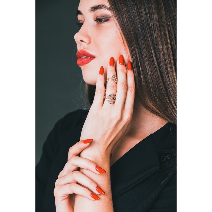 Кольцо "Двойное" малое, позолота, 18.5 размер