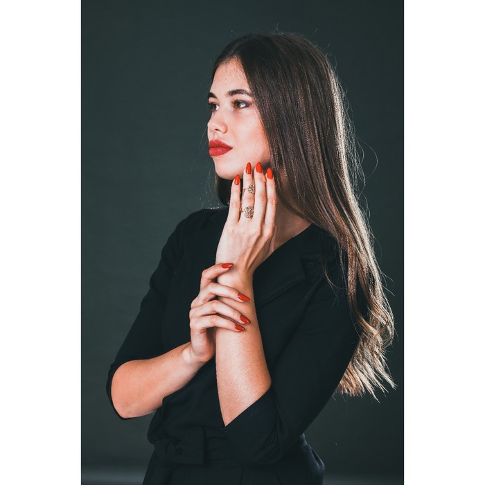 Кольцо "Двойное" малое, позолота, 18.5 размер