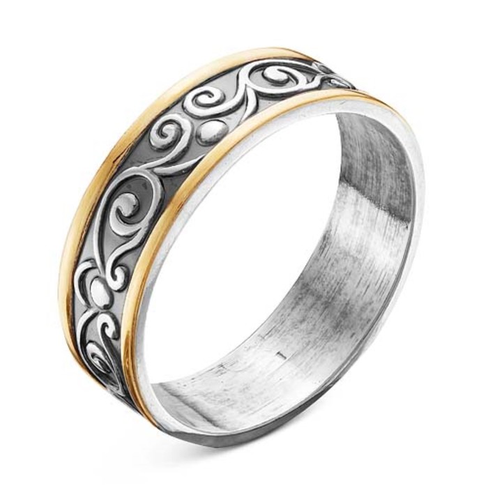 Кольцо "Вьюнок", посеребрение, позолота, 18.5 размер