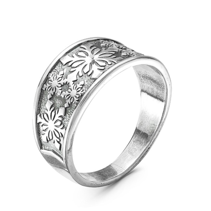 Кольцо "Снежинки", посеребрение с оксидированием, 19 размер