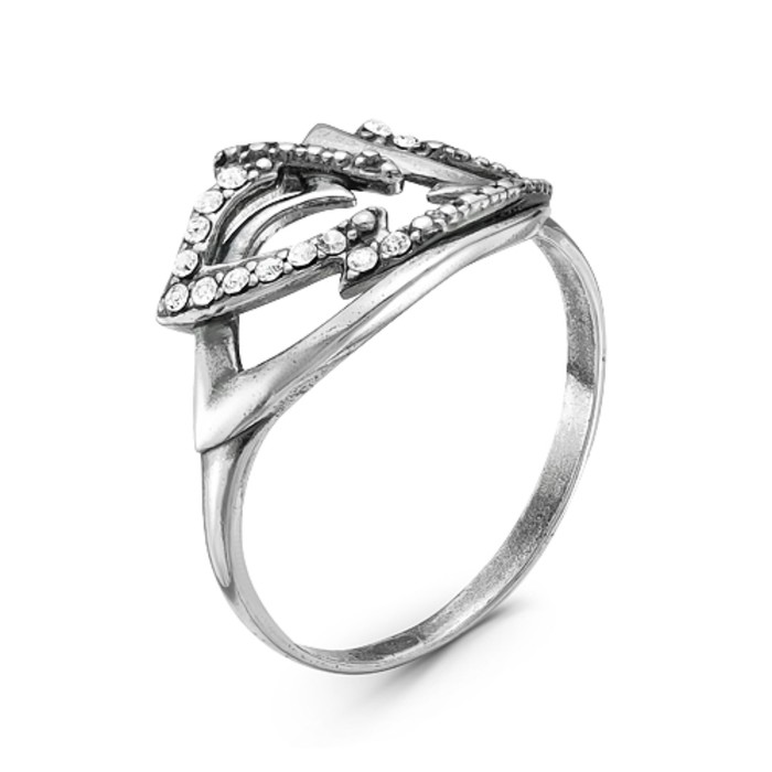 Кольцо "Стрела", посеребрение с оксидированием, 17 размер