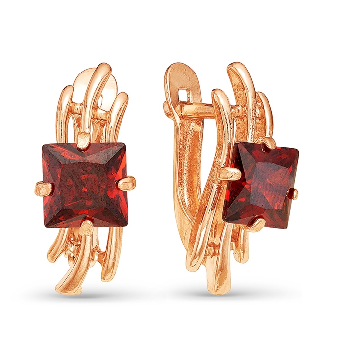 Серьги "Арфа", цвет красный, позолота