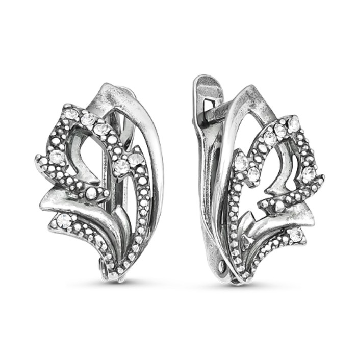 Серьги "Стрела", посеребрение с оксидированием