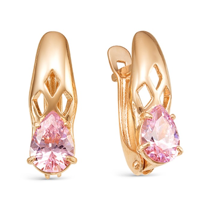 Серьги "Капель", цвет розовый, позолота