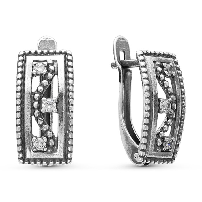 Серьги "Старинный мотив", посеребрение с оксидированием