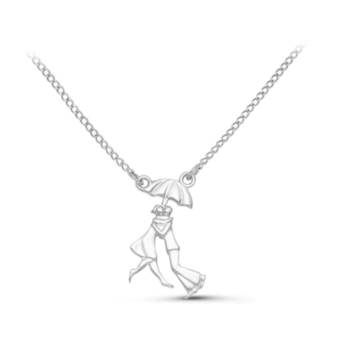 Кулон "Влюблённые под зонтом", посеребрение с оксидированием