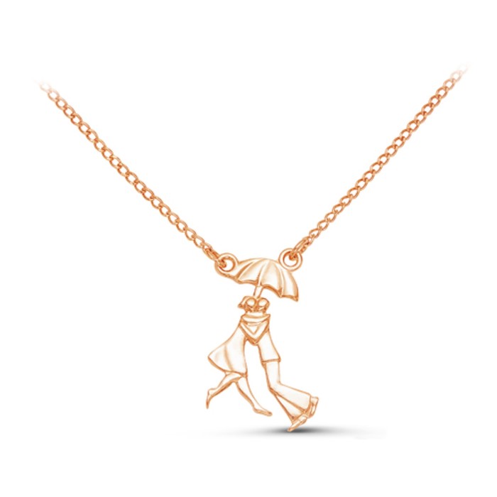 Кулон "Влюблённые под зонтом", позолота