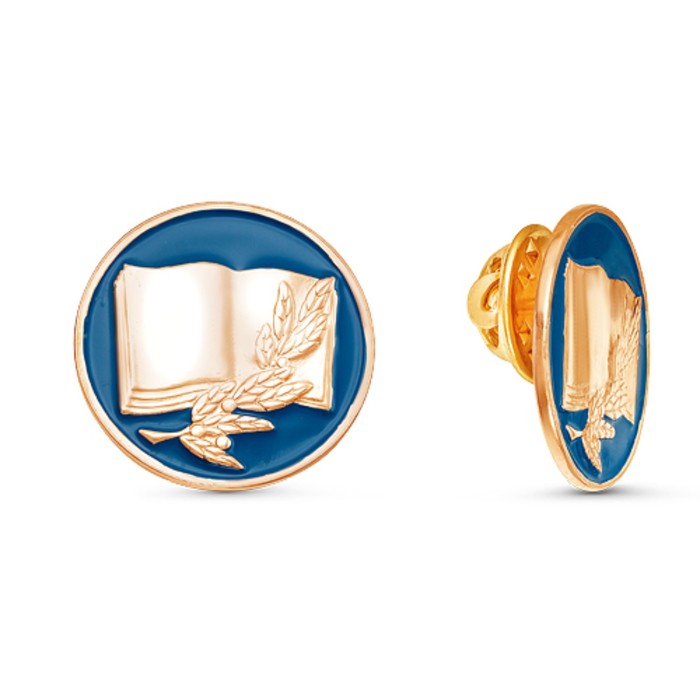 Значок "Учения" круг, позолота