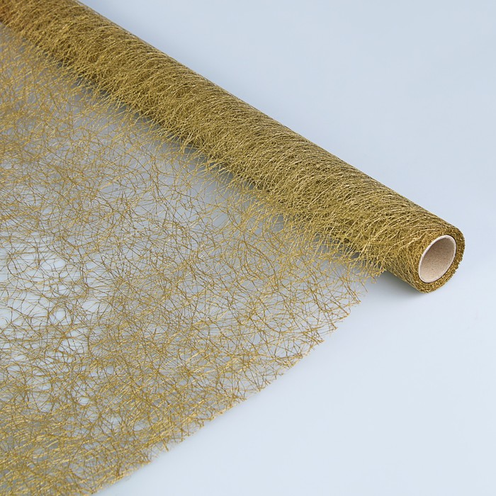 Сизаль "Паутинка", перламутровая, золото, 50 см х 5 м