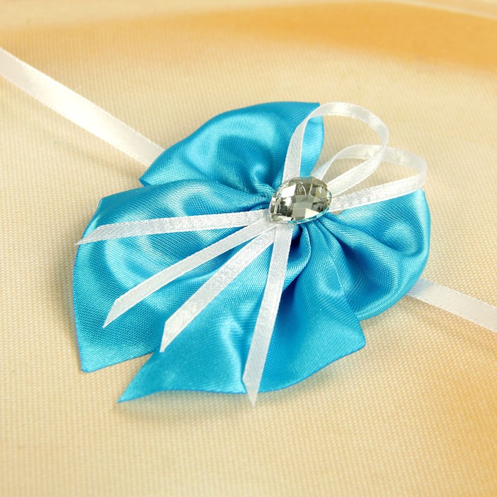 Бант-бабочка свадебный для декора атласный 2шт голубой