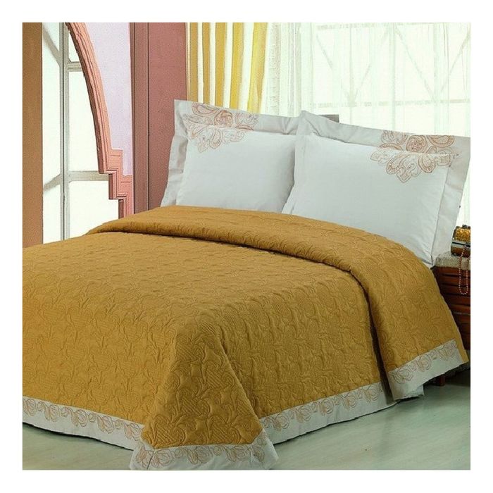 Комплект: покрывало 240 × 260 см, наволочка 50 × 70 см - 2 шт, горчичный A-18