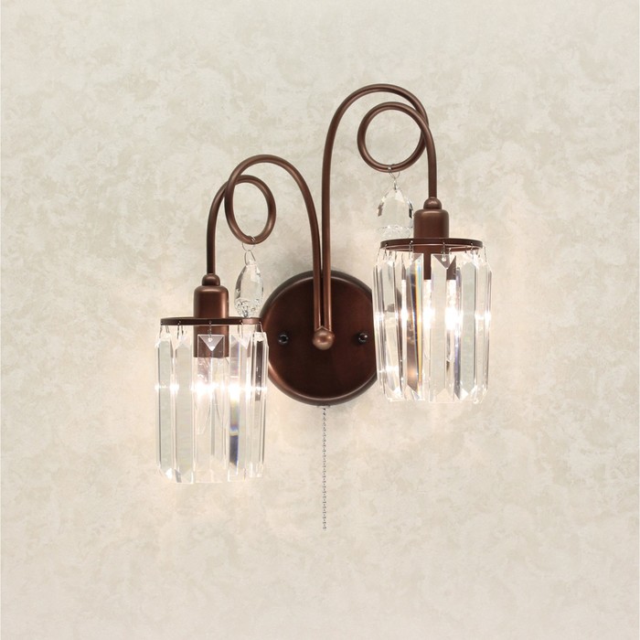 Бра "Синди" 2x60W E14 коричневый 17x38x40 см