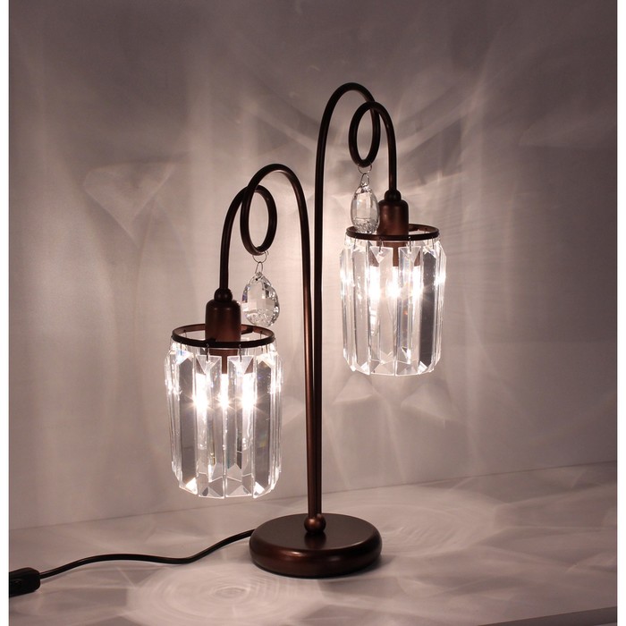 Настольная лампа "Синди" 2x60W E14 коричневый 31x12x43 см