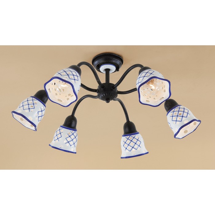 Люстра CL534161 "Ажур" 6x60W E14 синий 56x56x22 см