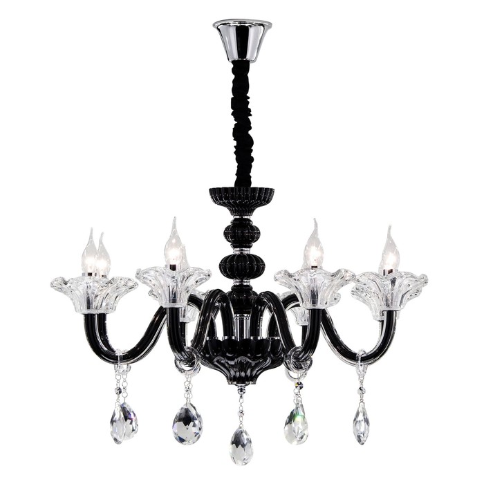 Люстра CL351183 "Ирида" 8x60W E14 черн./прозр. 76x76x73 см