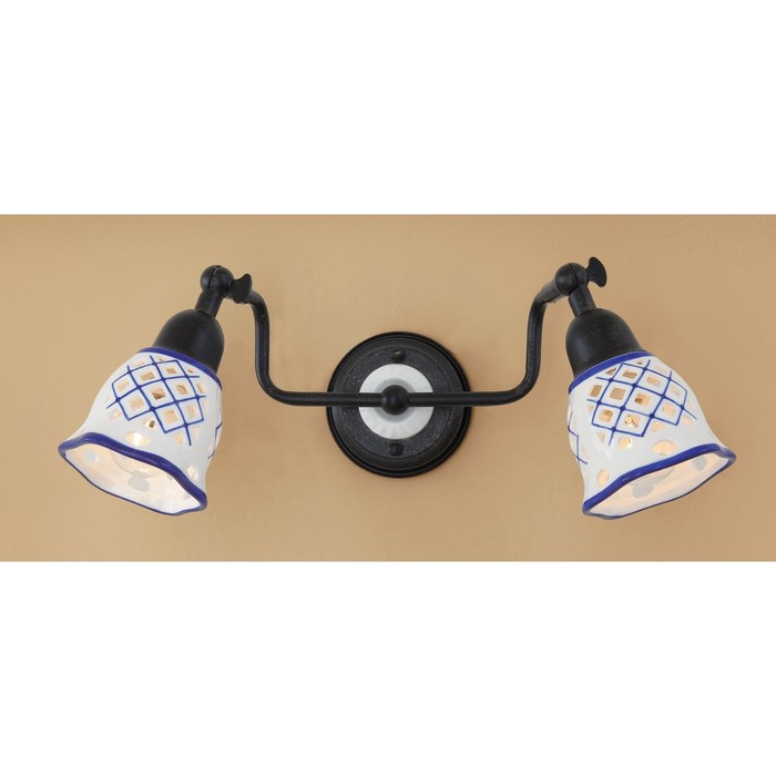 Бра "Ажур" 2x60W E14 синий 16x31x14 см