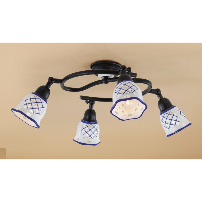 Люстра CL534541 "Ажур" 4x60W E14 синий 50x50x20 см