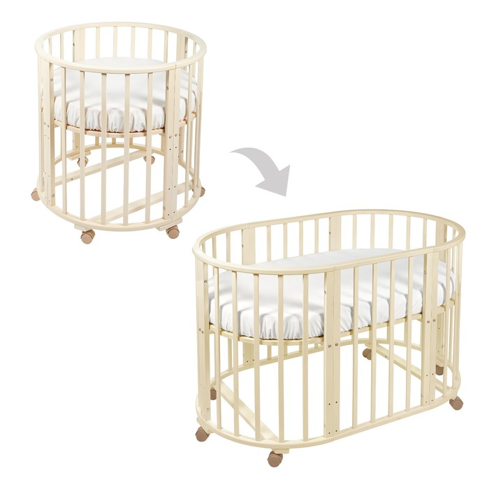 Кроватка-трансформер 6 в 1 Sweet Baby Delizia Avorio круглая/овальная без маятника, цвет слоновая кость