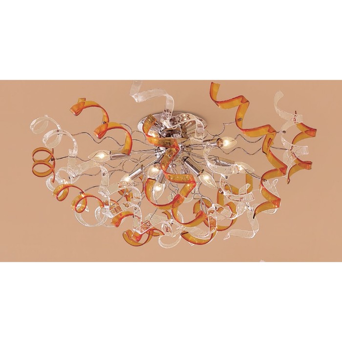 Люстра CL222192  "Рандом" 9x60W E14 хром/прозр./янт. 86x86x34 см