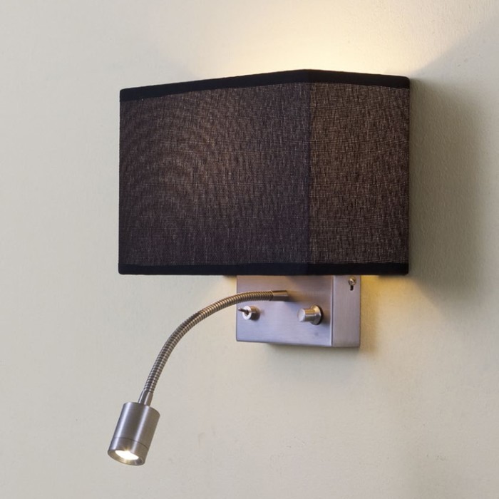 Бра "Декарт" 1x60W+1x3W E14+LED 3000K хром, черный 11x24x24 см