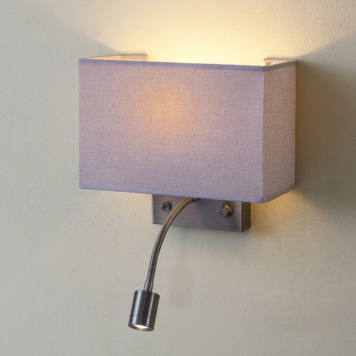 Бра "Декарт" 1x60W+1x3W E14+LED 3000K бронза, песочный 11x24x24 см