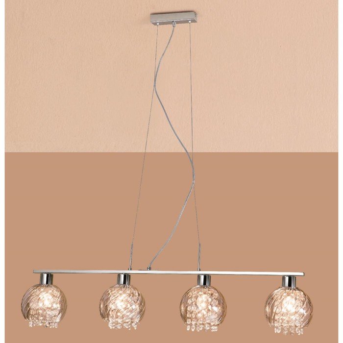 Люстра подвес  "Бейт" 4x60W E27 хром/дымч. 96x15x30 см