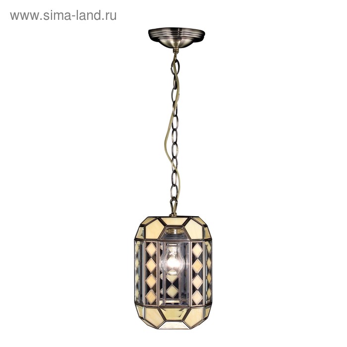 

Люстра подвес «Фасет», 1x75W E27, прозрачный/бежевый 17x17x40,5 см