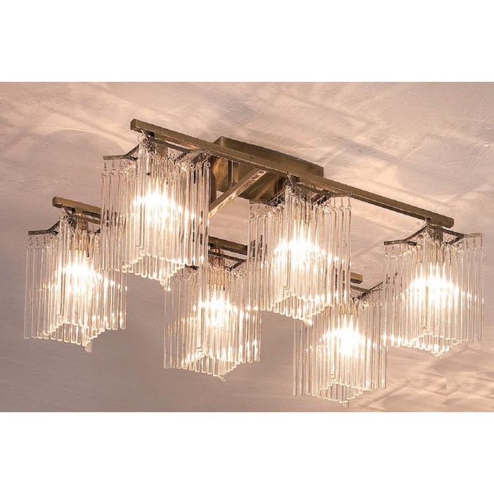 Люстра CL323163 "Лекс" 6x60W E14 бронза/прозр. 27x60x38 см