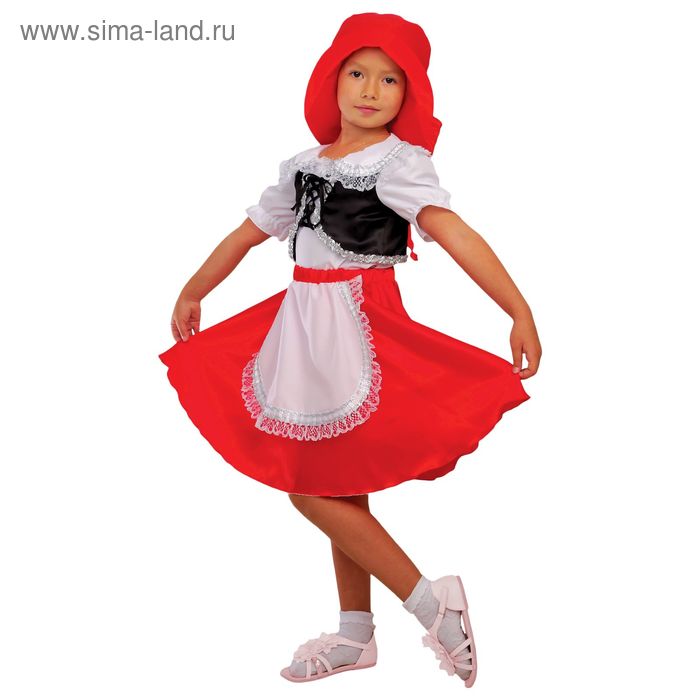 Карнавальный костюм «Красная Шапочка», блузка, юбка, шапка, р. 34, рост 134 см карнавальный костюм цыганка блузка юбка косынка парик р 48 50 рост 170 см цвет оранжево зелёный