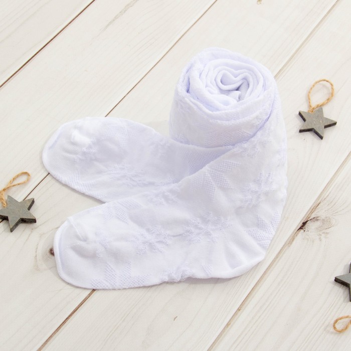 Колготки для девочки ажурные "Снежинка" АЖ2 цвет белый, рост 74-80