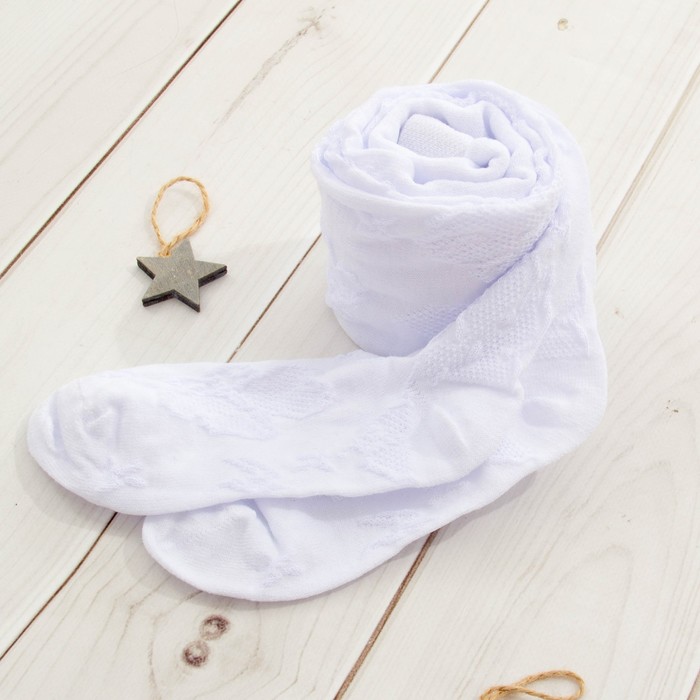 Колготки для девочки ажурные "Розы" АЖ2 цвет белый, рост 92-98