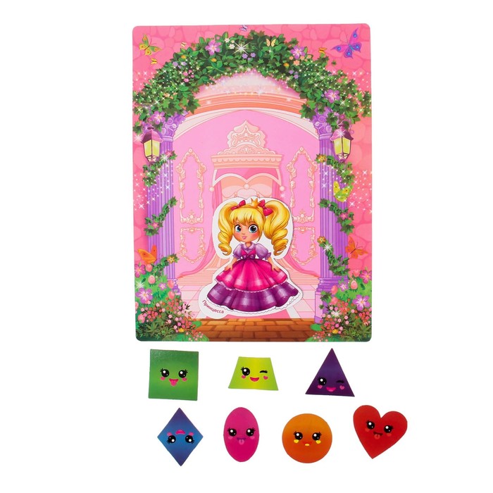 Магнитное игровое поле двухстороннее "Формы" + набор магнитов