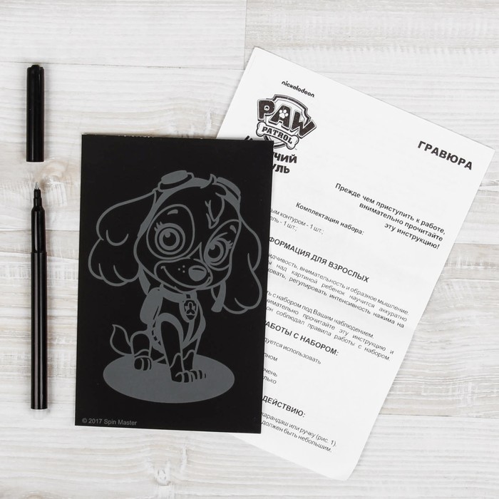 Гравюра Щенячий патруль малая с эффектом голографик "Скай"