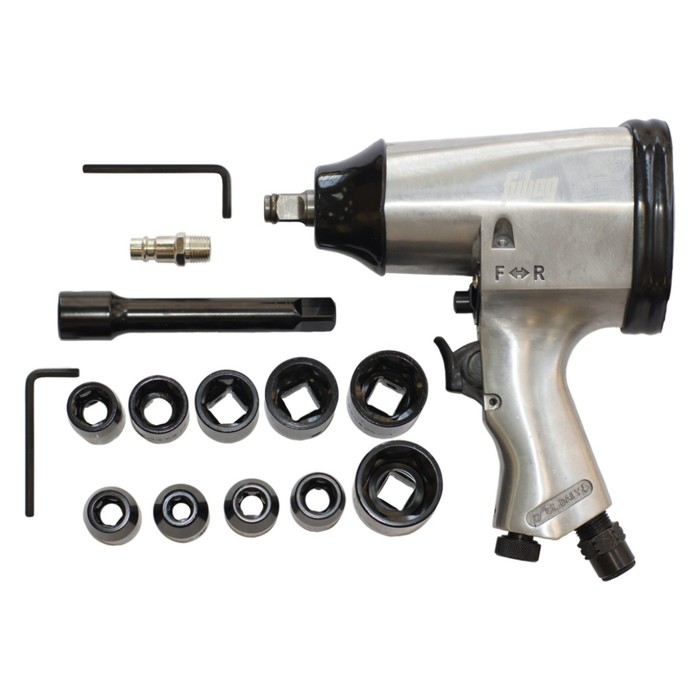 Пневмогайковерт FUBAG PW312, 158л/мин, 312н/м, 6.3 бар, 1/2", удлинитель 125мм, 10 головок