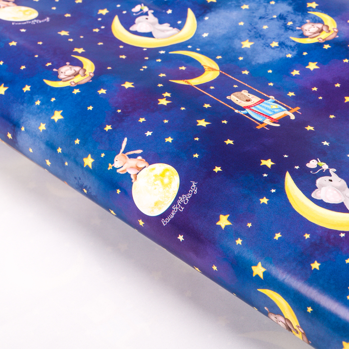 Бумага упаковочная глянцевая "На луне", 70 х 100 см