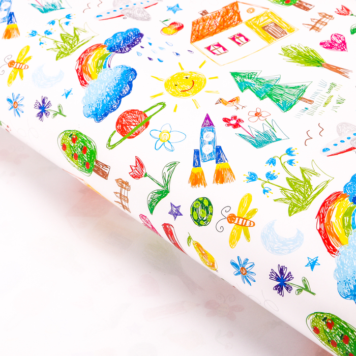 Бумага упаковочная глянцевая «Детские рисунки», 70 х 100 см