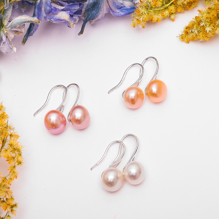 Серьги "Жемчуг речной" круг №8, цвет МИКС