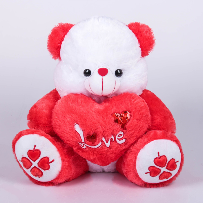 Мягкая игрушка "Медведь" с лохматым сердцем с вышивкой "Love", 52 см