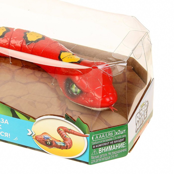 Интерактивная игрушка "Робо-змея" красная, работает от батареек