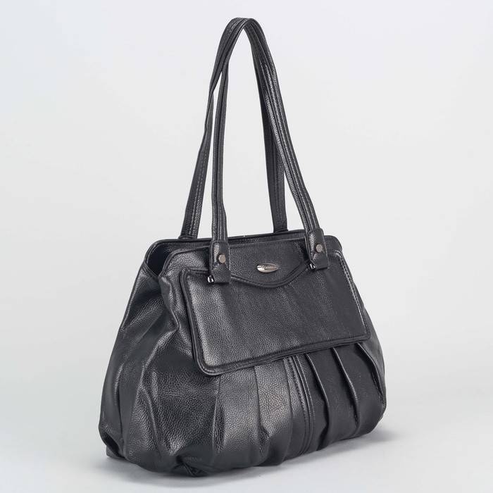 Сумка женская, 2 отдел на молниях, наружный карман, цвет чёрный