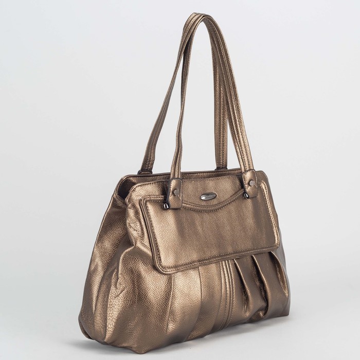 Сумка женская, 2 отдел на молниях, наружный карман, цвет бронзовый
